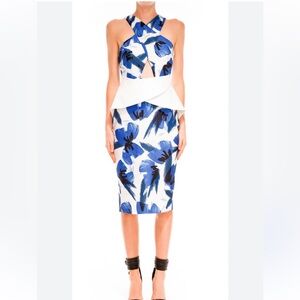 C/MEO Collective Size L Floral Blue and White Women's Dress